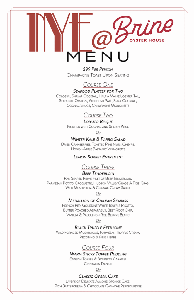 NYE 2025 Menu